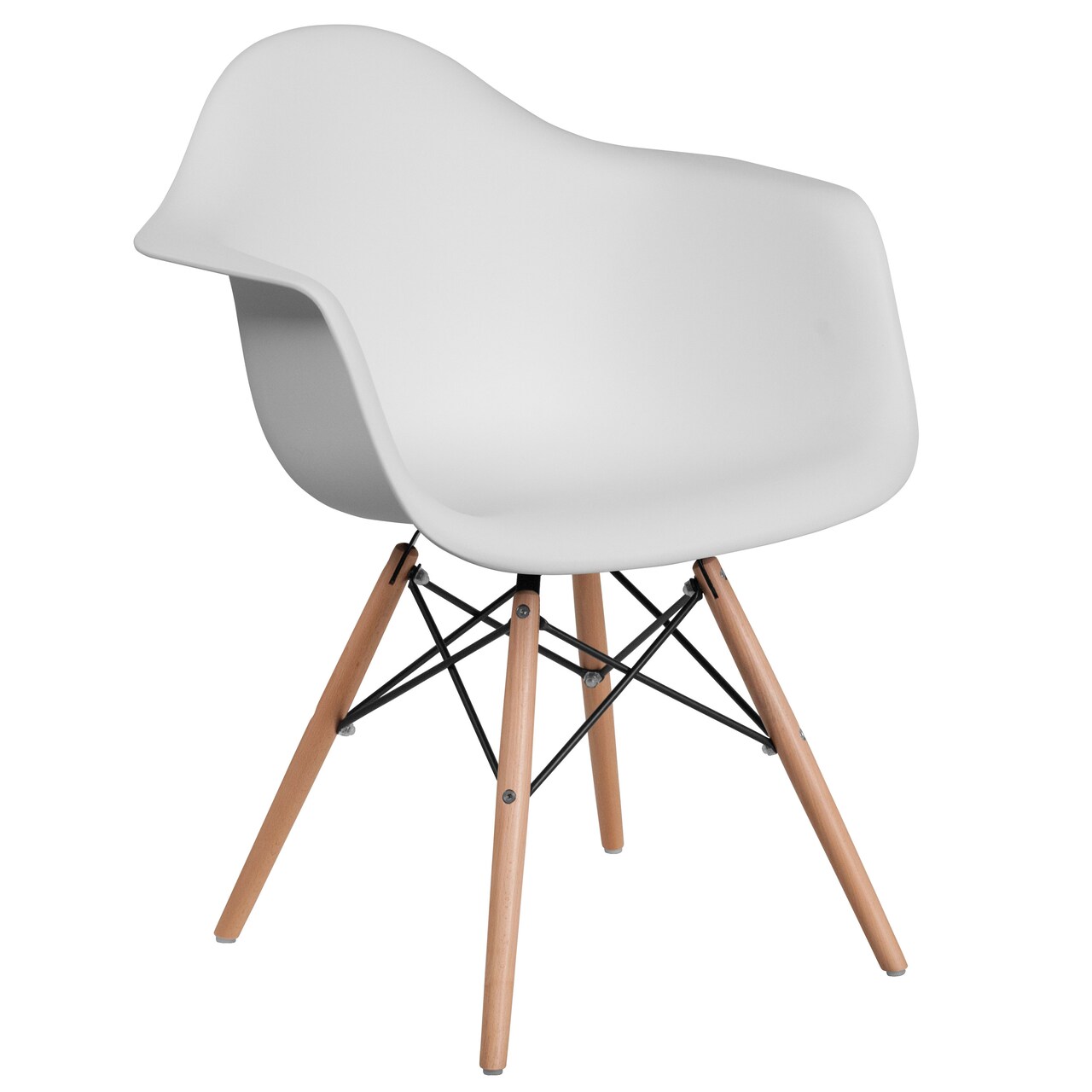 Merrick Lane Alda Series Polypropylene Accent Chair with Gently Curved Arms and Metal Braced Wooden Legs